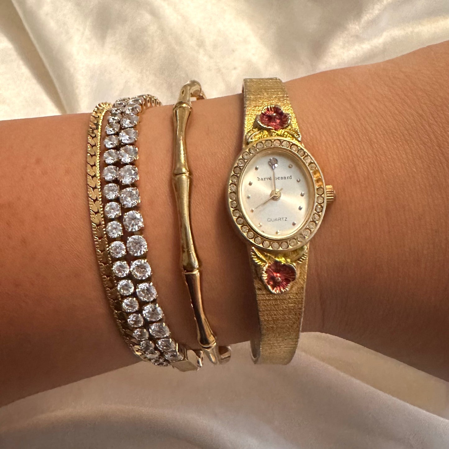 🌹 Gold Rose Diamanté Oval Face