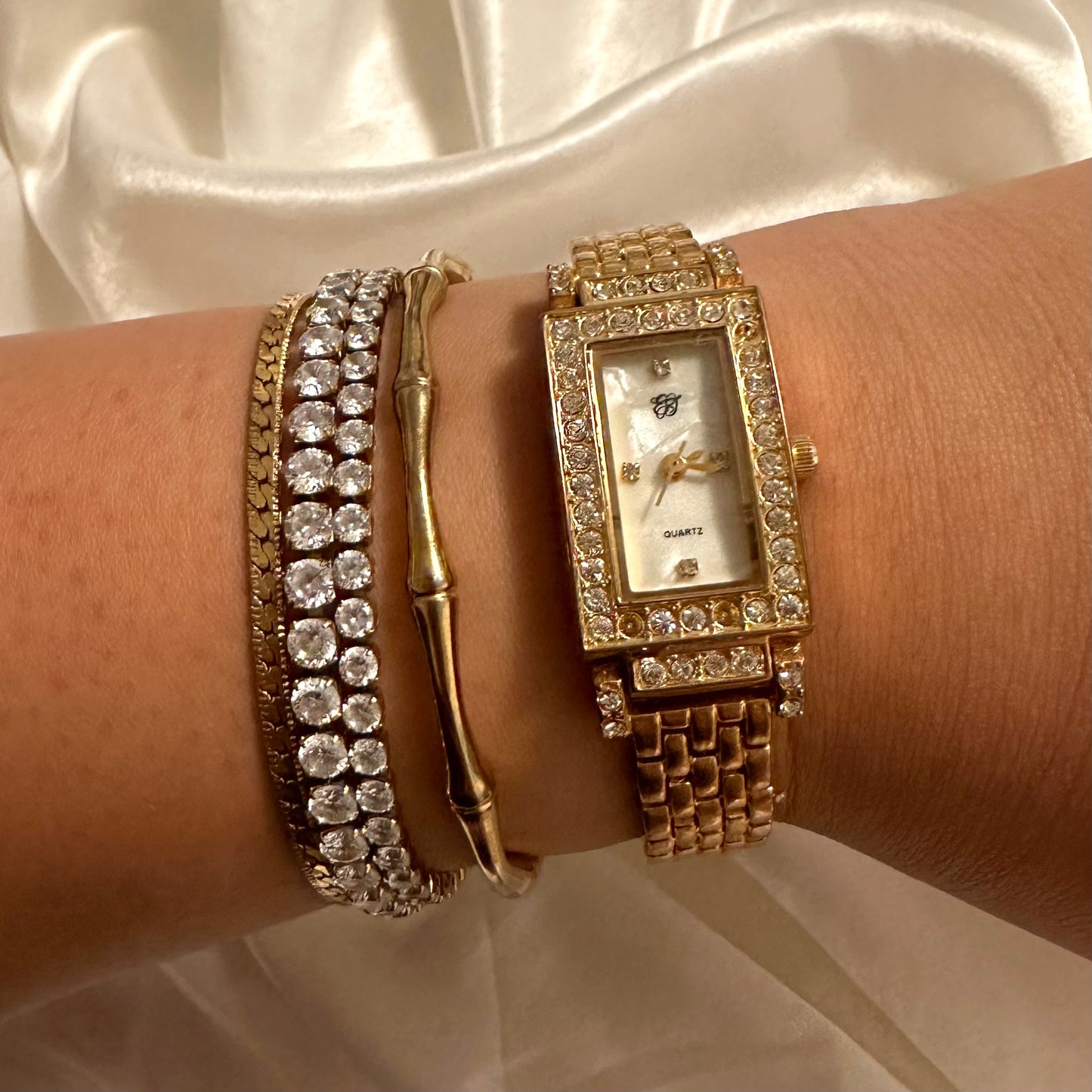 ✨ Gold Diamanté Rectangular Face