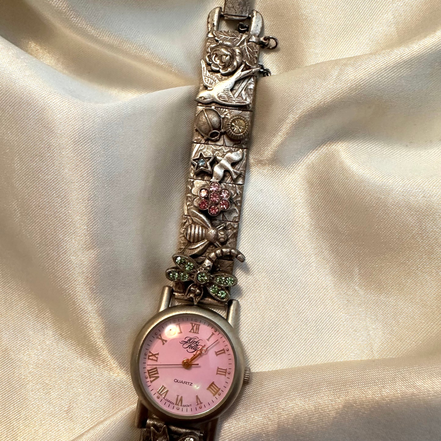 🦋 Kirk’s Folly Intricate Cute Rhinestone Bugs Silver Round Face