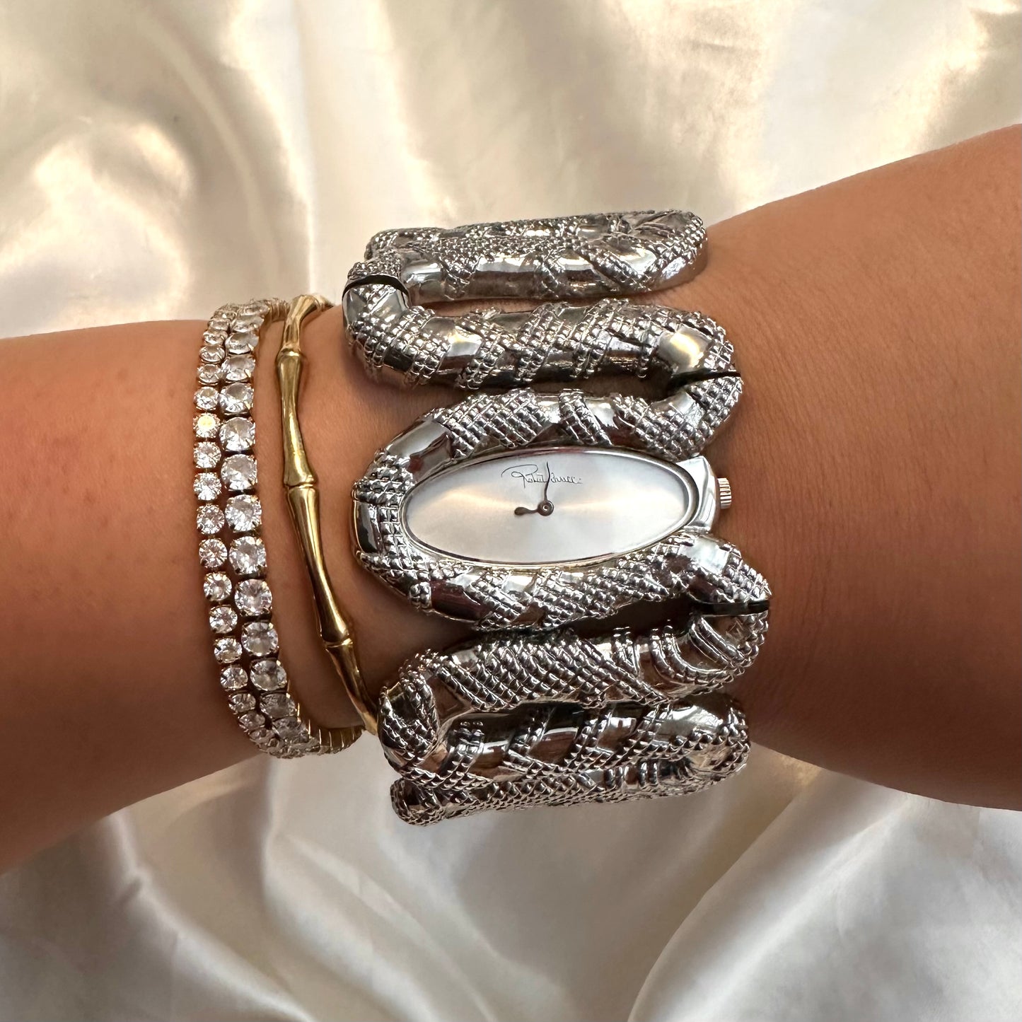 ❤️🔥 Roberto Cavalli Silver Snake Watch