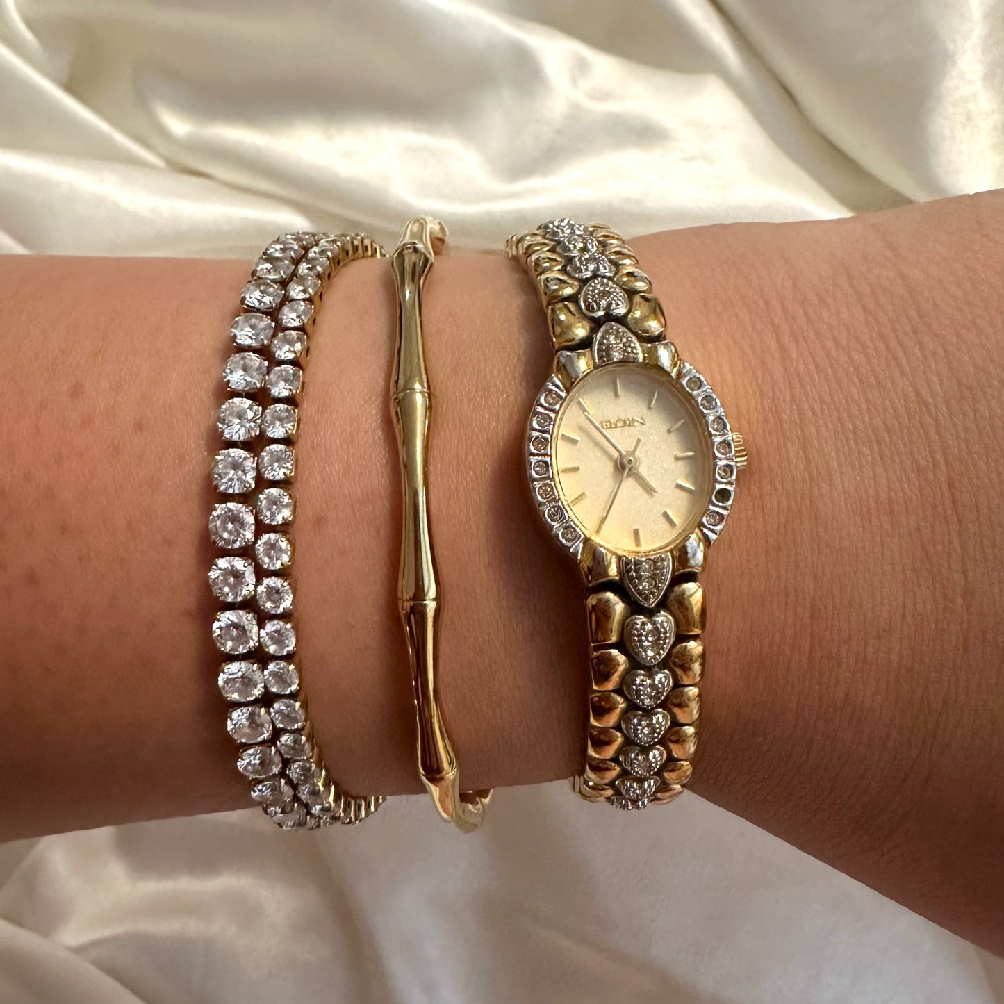 🩶💛 Two Tone Diamanté Heart Band Oval Face