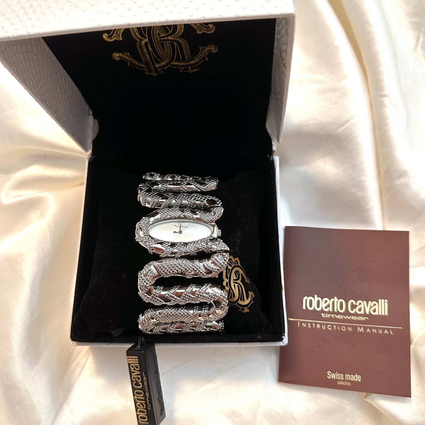 ❤️🔥 Roberto Cavalli Silver Snake Watch