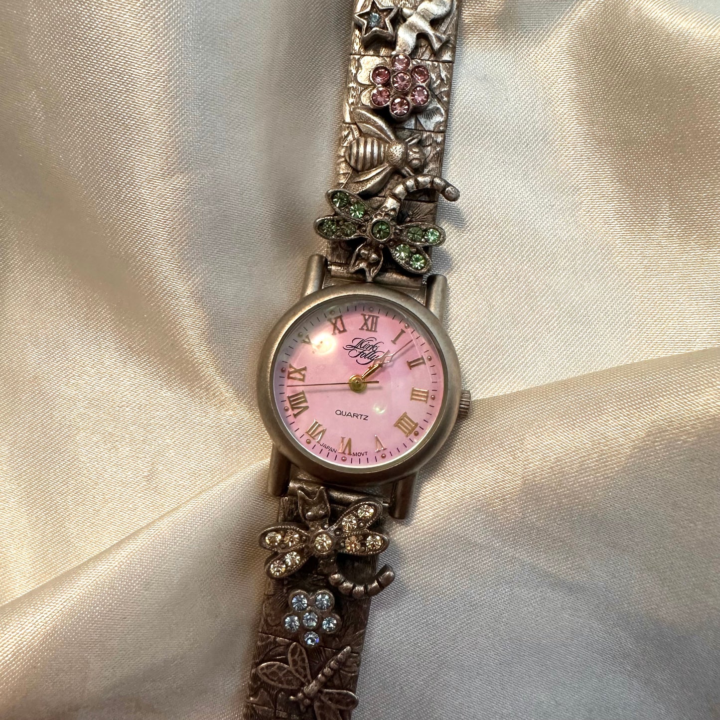 🦋 Kirk’s Folly Intricate Cute Rhinestone Bugs Silver Round Face
