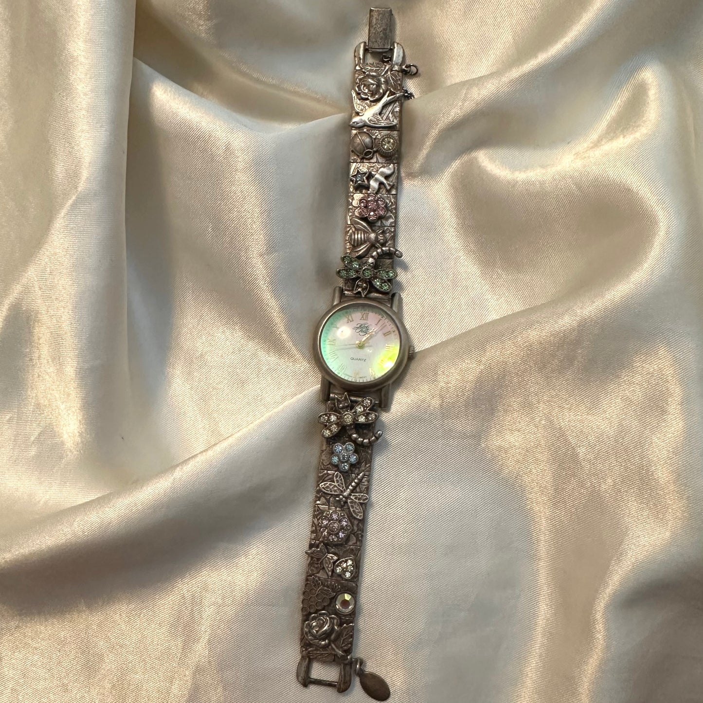 🦋 Kirk’s Folly Intricate Cute Rhinestone Bugs Silver Round Face
