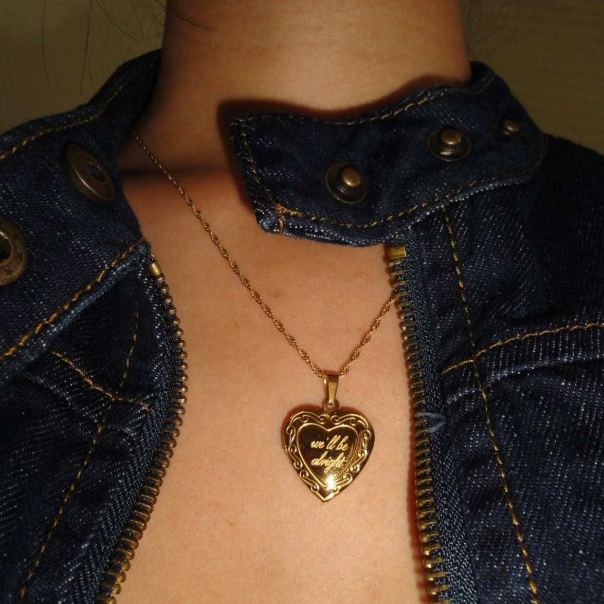“we’ll be alright” Gold Engraved Locket