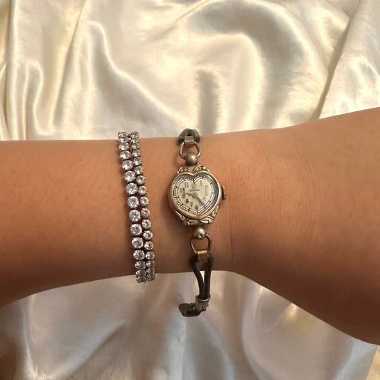 💛 Antique Gold Heart Face Leather Straps