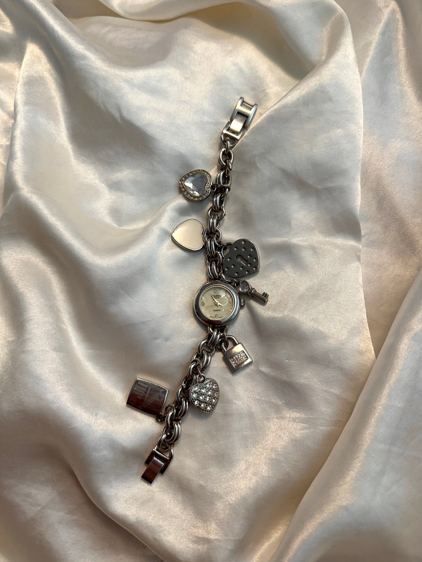 🤍 Silver Charm Bracelet Watch