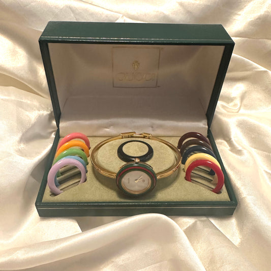 ❤️‍🔥Authentic Gucci Bezel Watch+ 11 Interchangeable Bezels