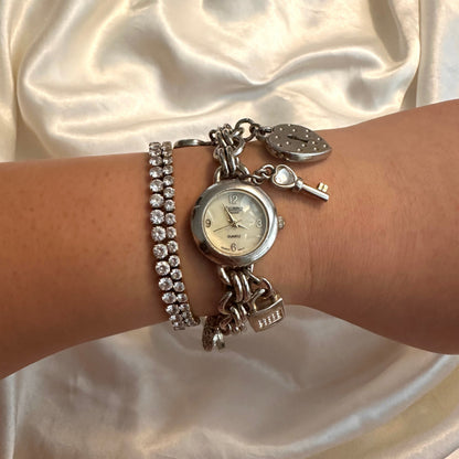 🤍 Silver Charm Bracelet Watch