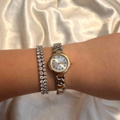 💛⛓️ Two Tone Round Face Heart Detail